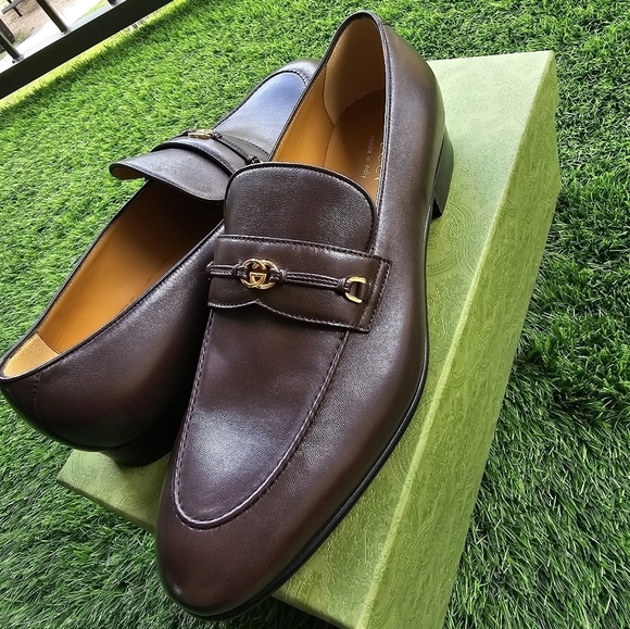 Gucci Loafers Mens Sz 12 Ed G-bit Leather New Authentic, Preppy Wedding Formal - Picture 2 of 13